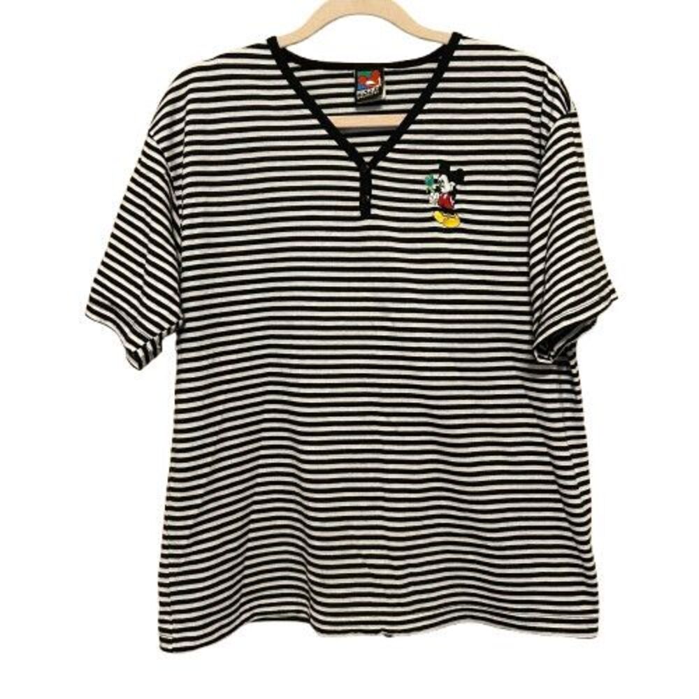 VTG Disney Mickey Unlimited Jerry Leigh Embroidered  Striped T-Shirt XL
